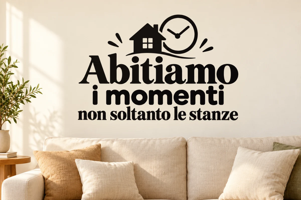 Abitiamo i momenti non soltanto le stanze - simulazione su parete liscia del soggiorno