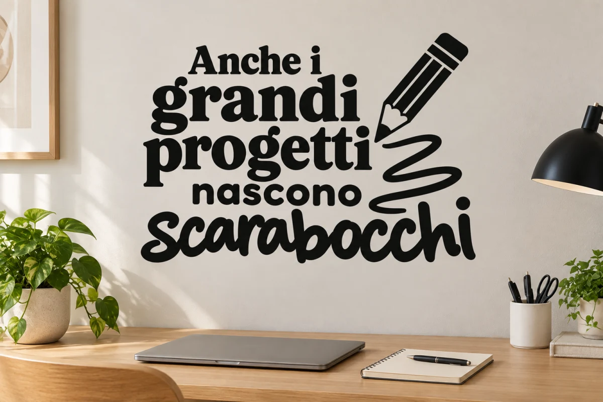 Anche i grandi progetti nascono scarabocchi - simulazione su parete liscia dello studio