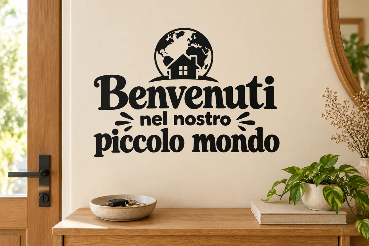Benvenuti nel nostro piccolo mondo - simulazione su parete liscia dell'ingresso