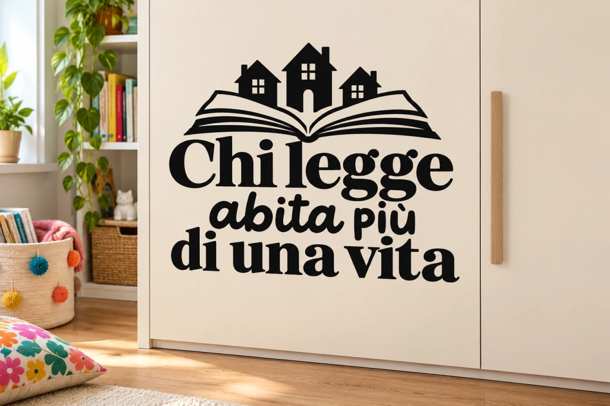 Chi legge abita più di una vita - simulazione su anta liscia dell'armadio