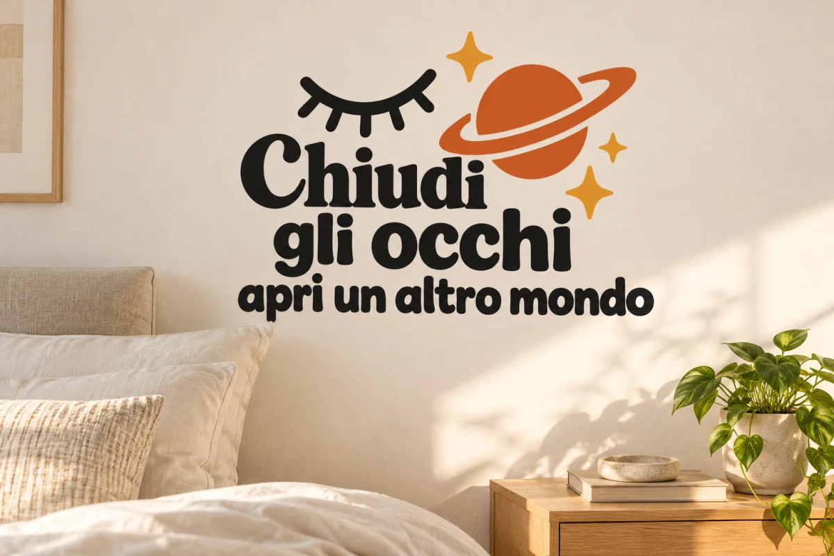 Chiudi gli occhi apri un altro mondo - simulazione su parete liscia della camera