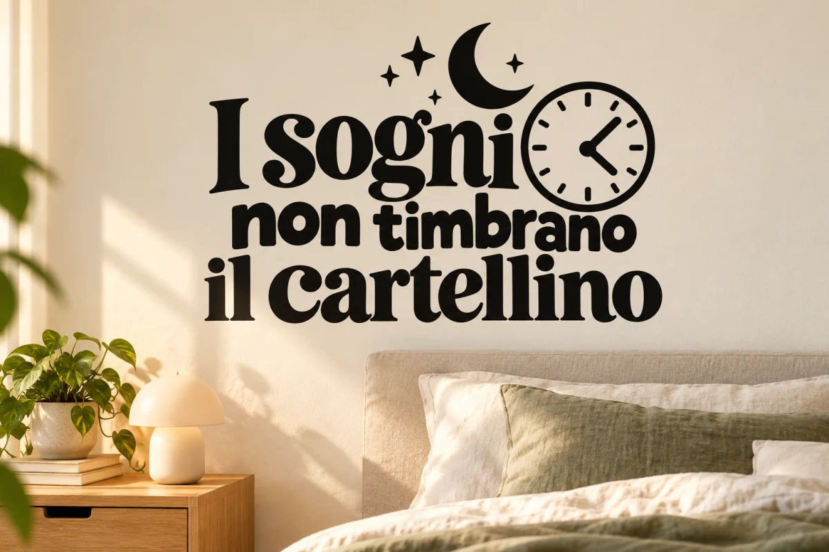 I sogni non timbrano il cartellino - simulazione su parete liscia della camera