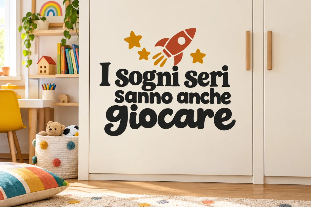 I sogni seri sanno anche giocare - simulazione su anta liscia dell'armadio