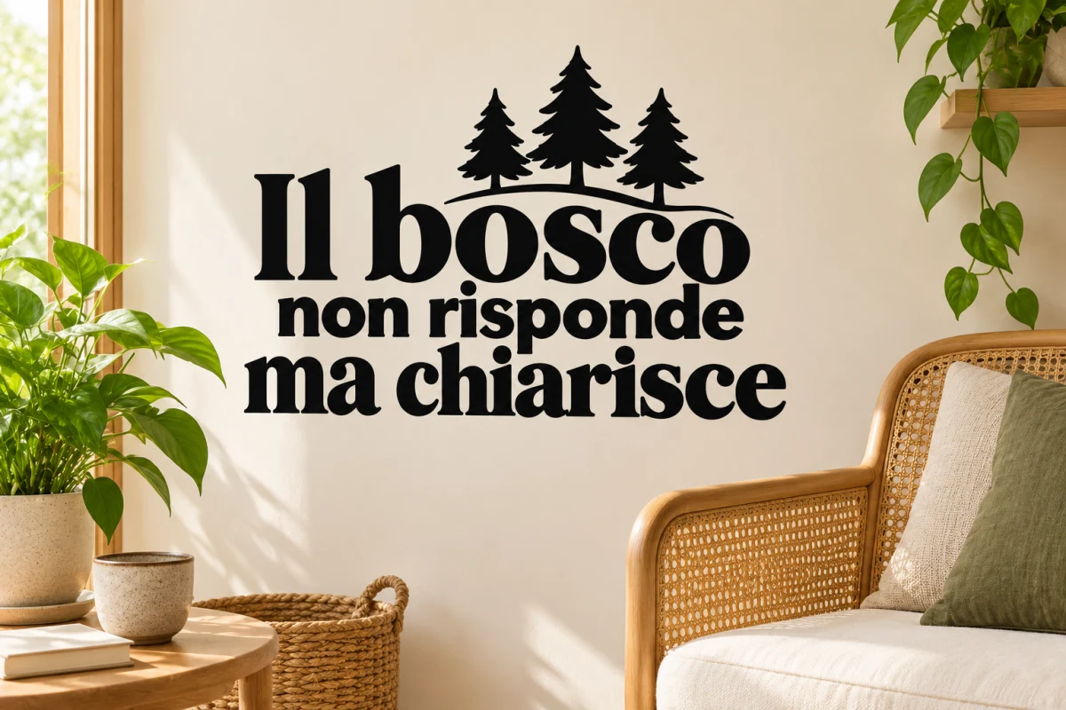 Il bosco non risponde ma chiarisce - simulazione su parete liscia dell'angolo lettura
