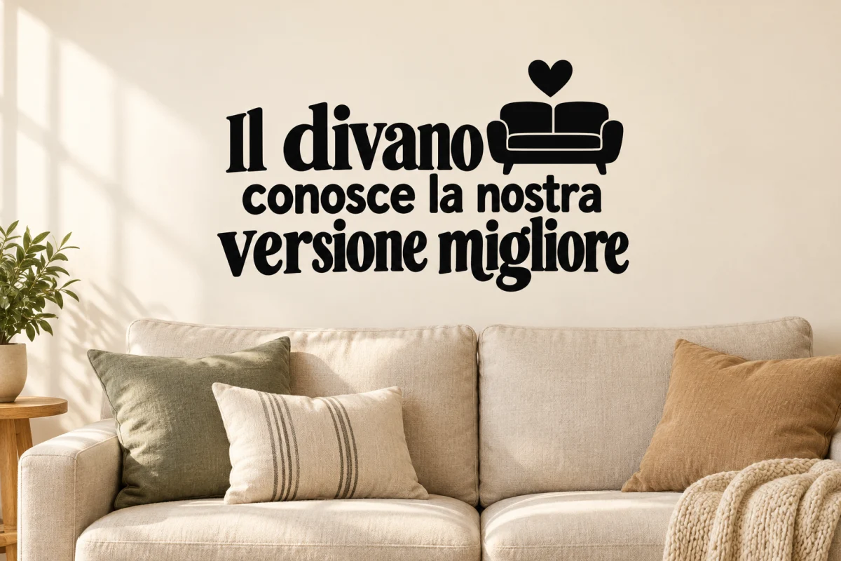 Il divano conosce la nostra versione migliore - simulazione su parete liscia del soggiorno