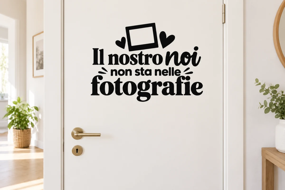 Il nostro noi non sta nelle fotografie - simulazione su porta interna liscia