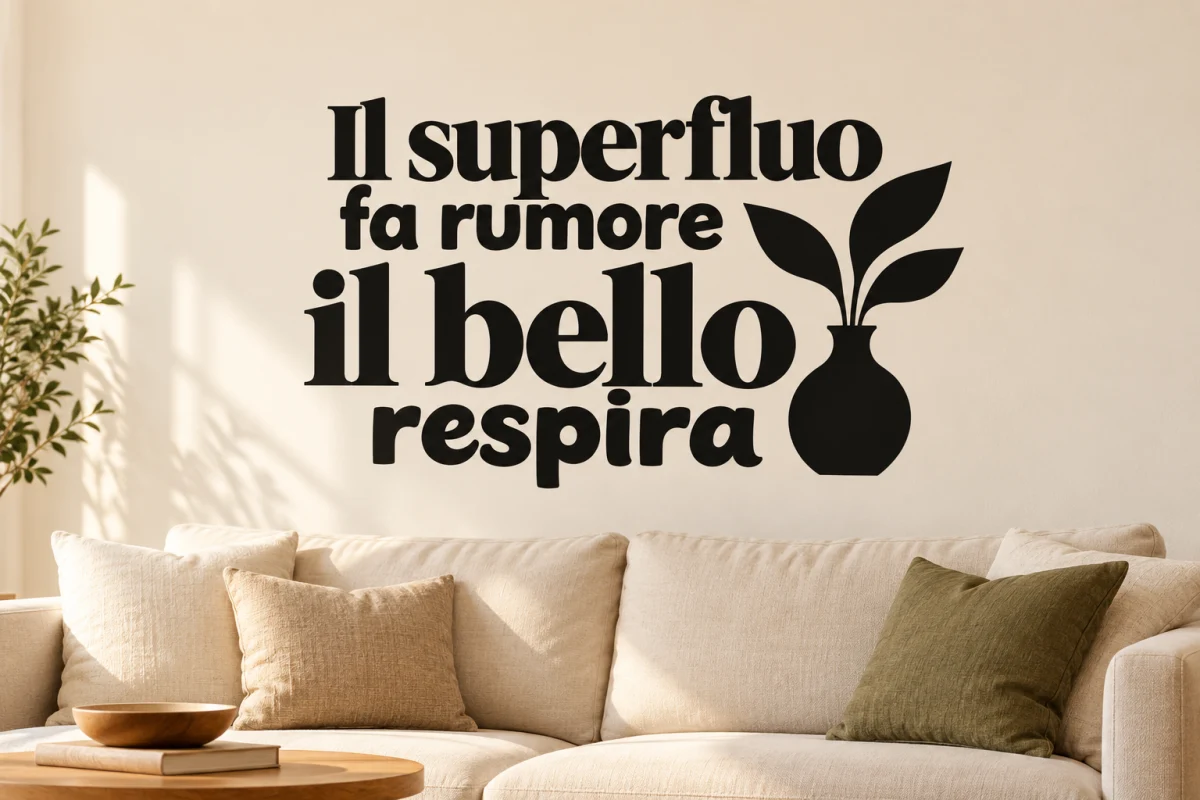 Il superfluo fa rumore il bello respira - simulazione su parete liscia del soggiorno