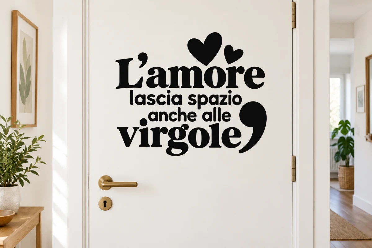 L'amore lascia spazio anche alle virgole - simulazione su porta interna liscia