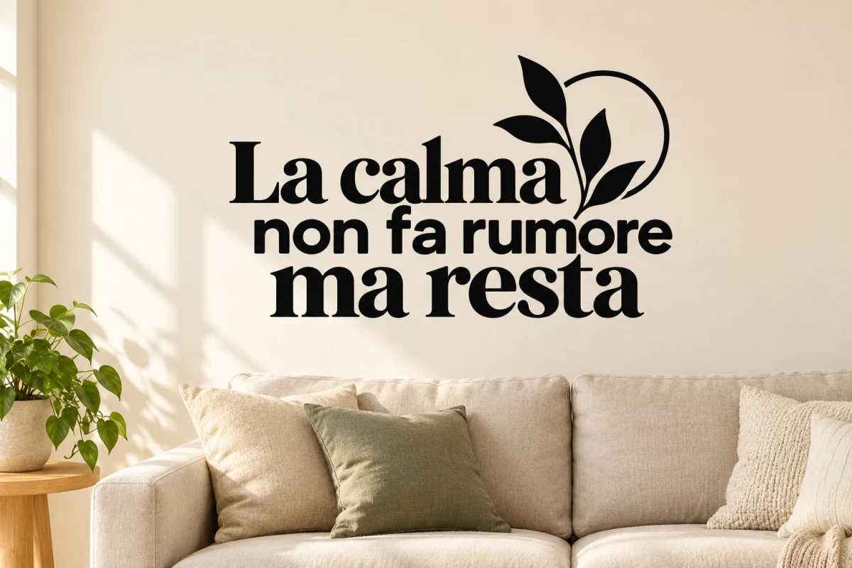 La calma non fa rumore ma resta - simulazione su parete liscia del soggiorno