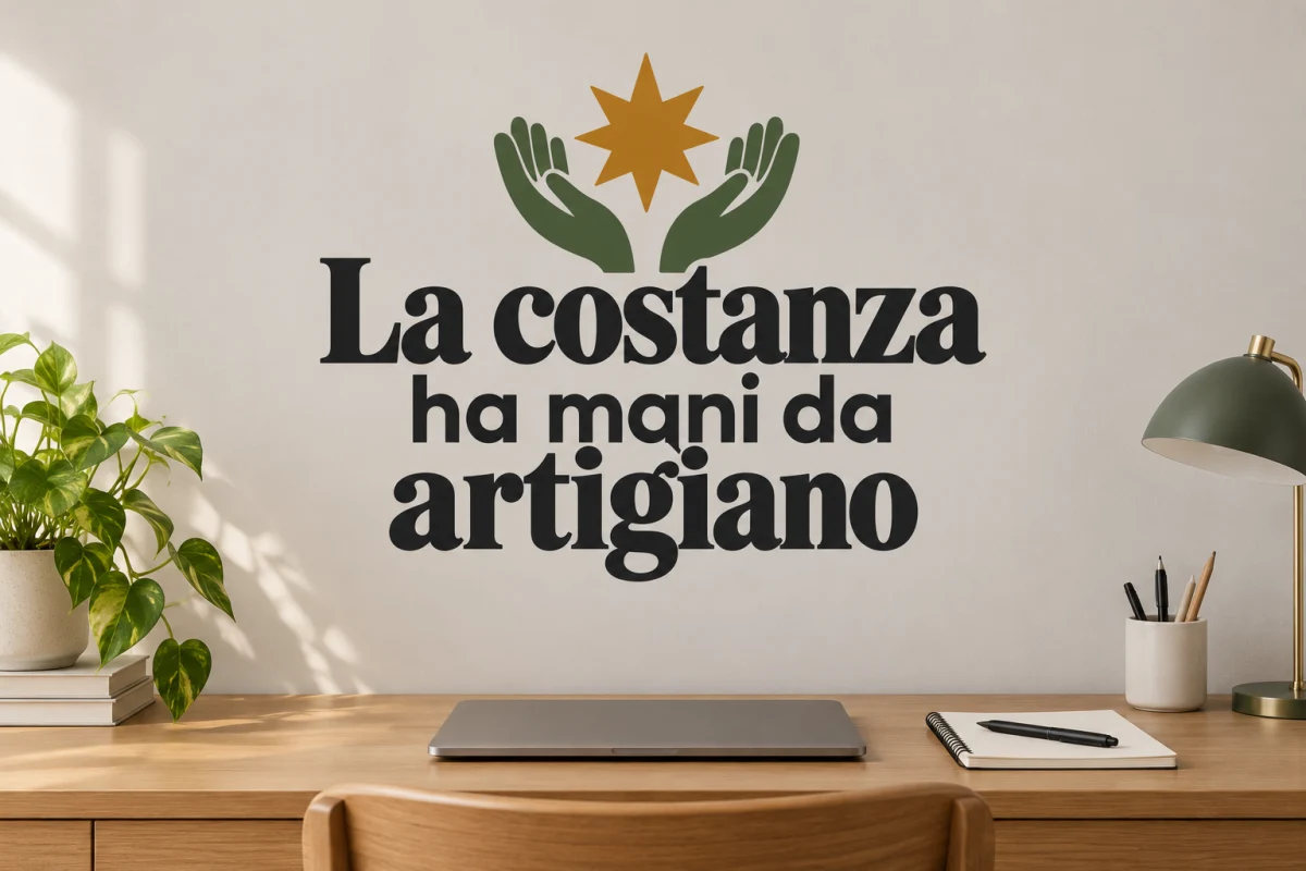 La costanza ha mani da artigiano - simulazione su parete liscia dello studio