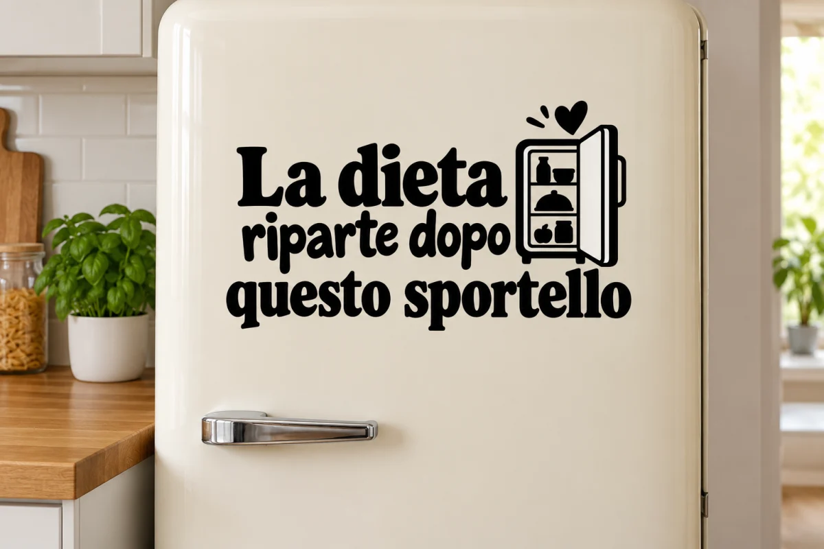 La dieta riparte dopo questo sportello - simulazione su anta liscia del frigorifero