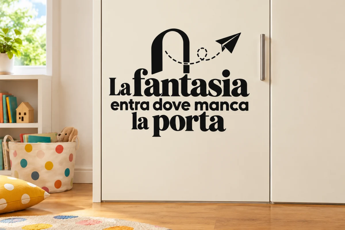 La fantasia entra dove manca la porta - simulazione su anta liscia dell'armadio