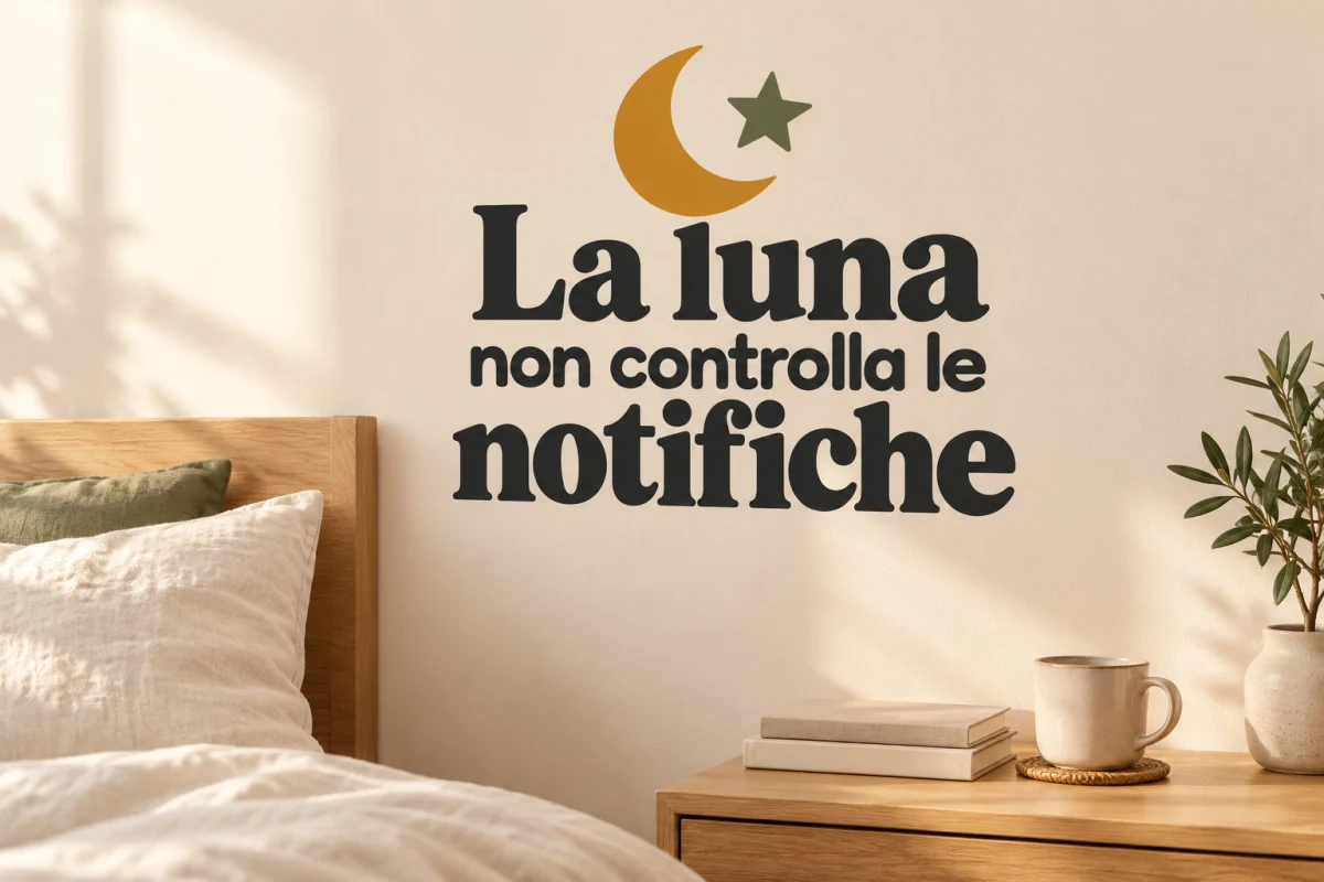 La luna non controlla le notifiche - simulazione su parete liscia della camera