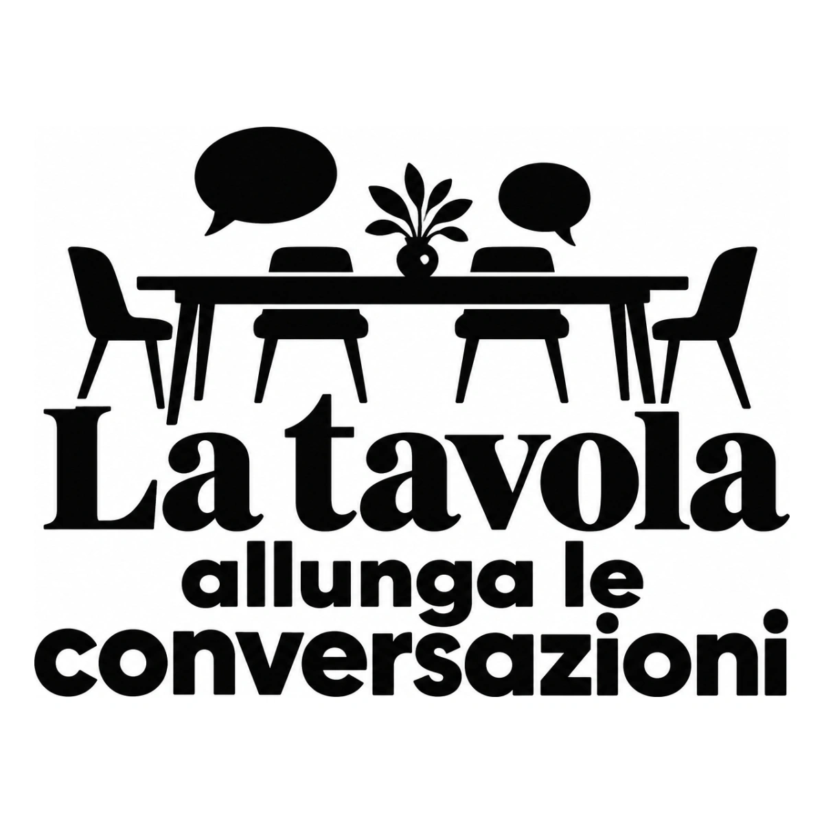 La tavola allunga le conversazioni - disegno adesivo monocromatico nero
