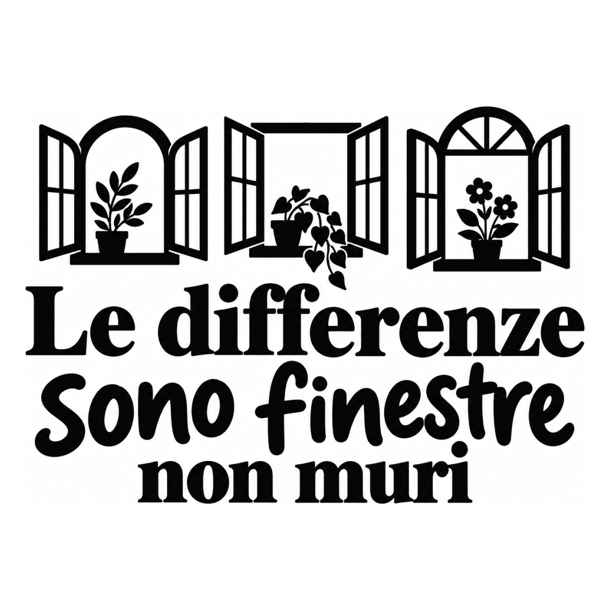 Le differenze sono finestre non muri - disegno adesivo monocromatico nero