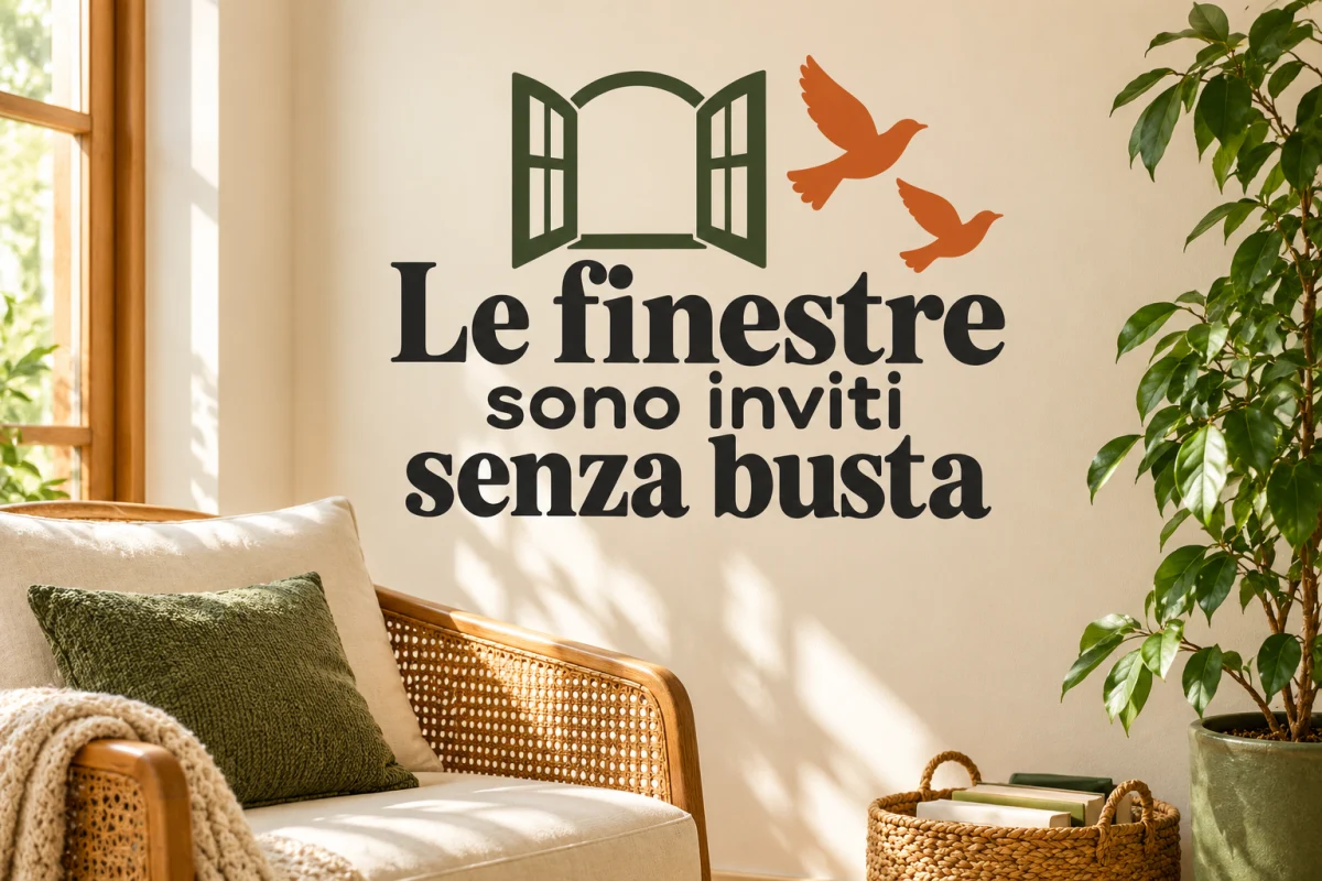 Le finestre sono inviti senza busta - simulazione su parete liscia dell'angolo lettura
