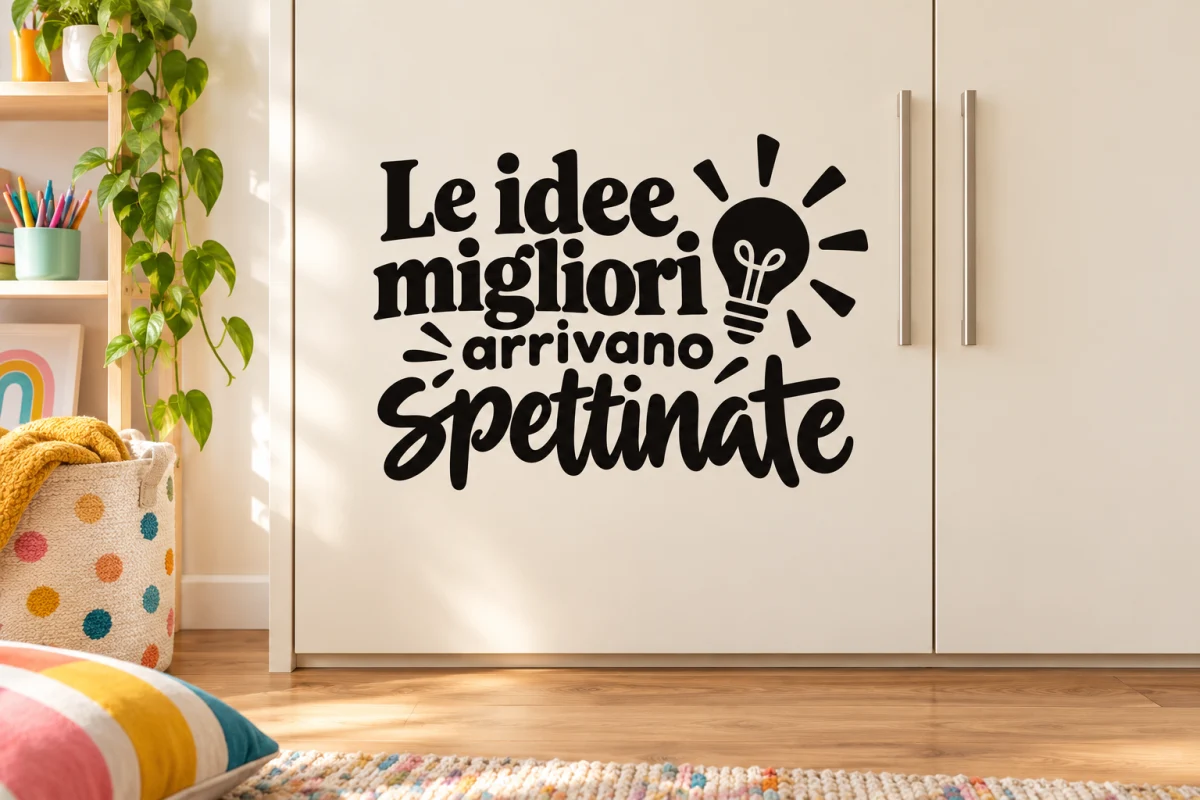 Le idee migliori arrivano spettinate - simulazione su anta liscia dell'armadio