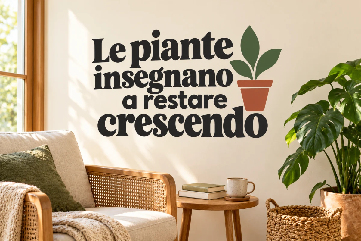 Le piante insegnano a restare crescendo - simulazione su parete liscia dell'angolo lettura
