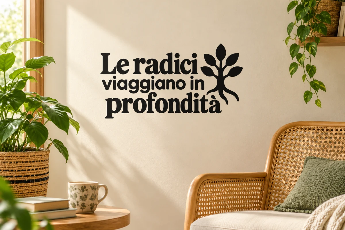 Le radici viaggiano in profondità - simulazione su parete liscia dell'angolo lettura