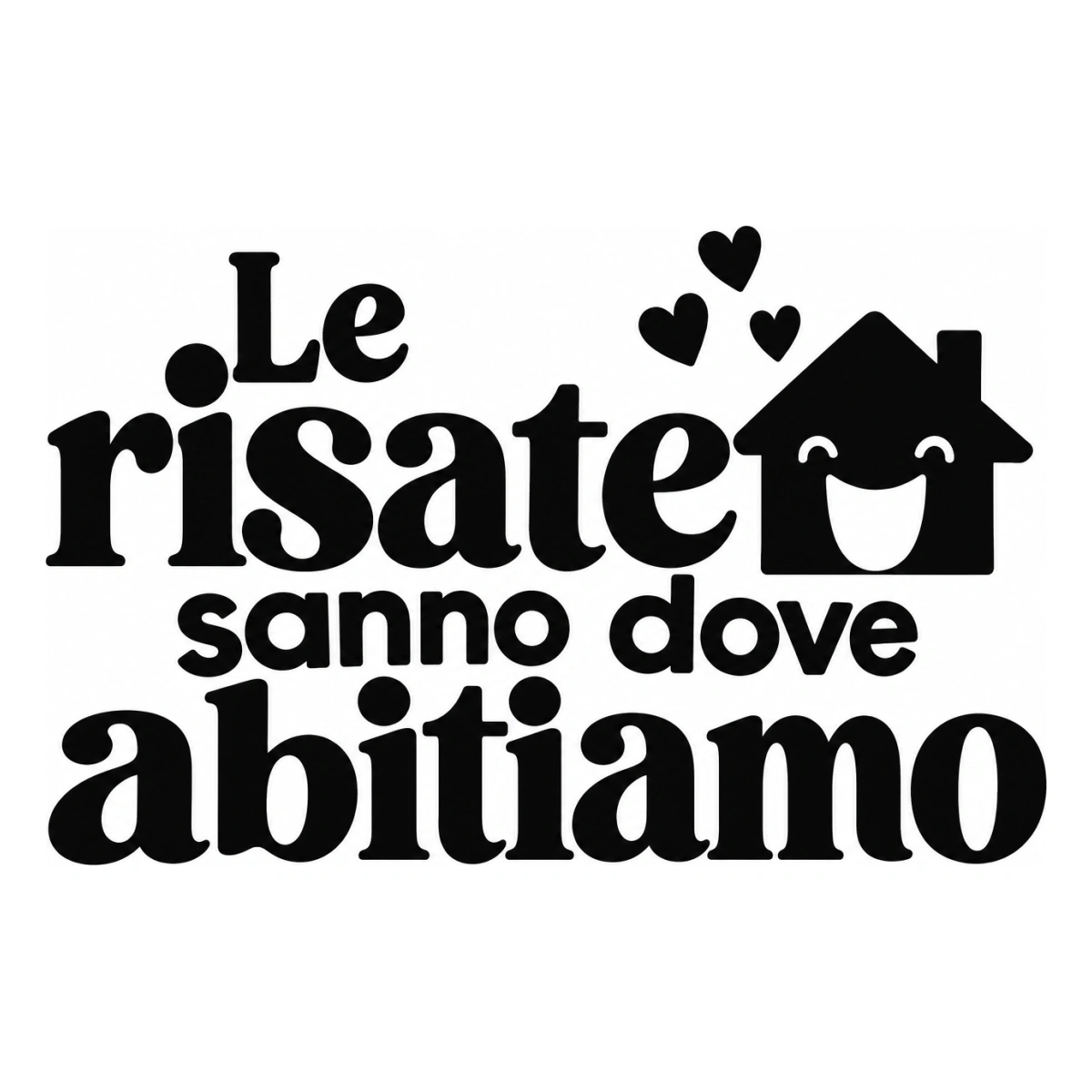 Le risate sanno dove abitiamo - disegno adesivo monocromatico nero