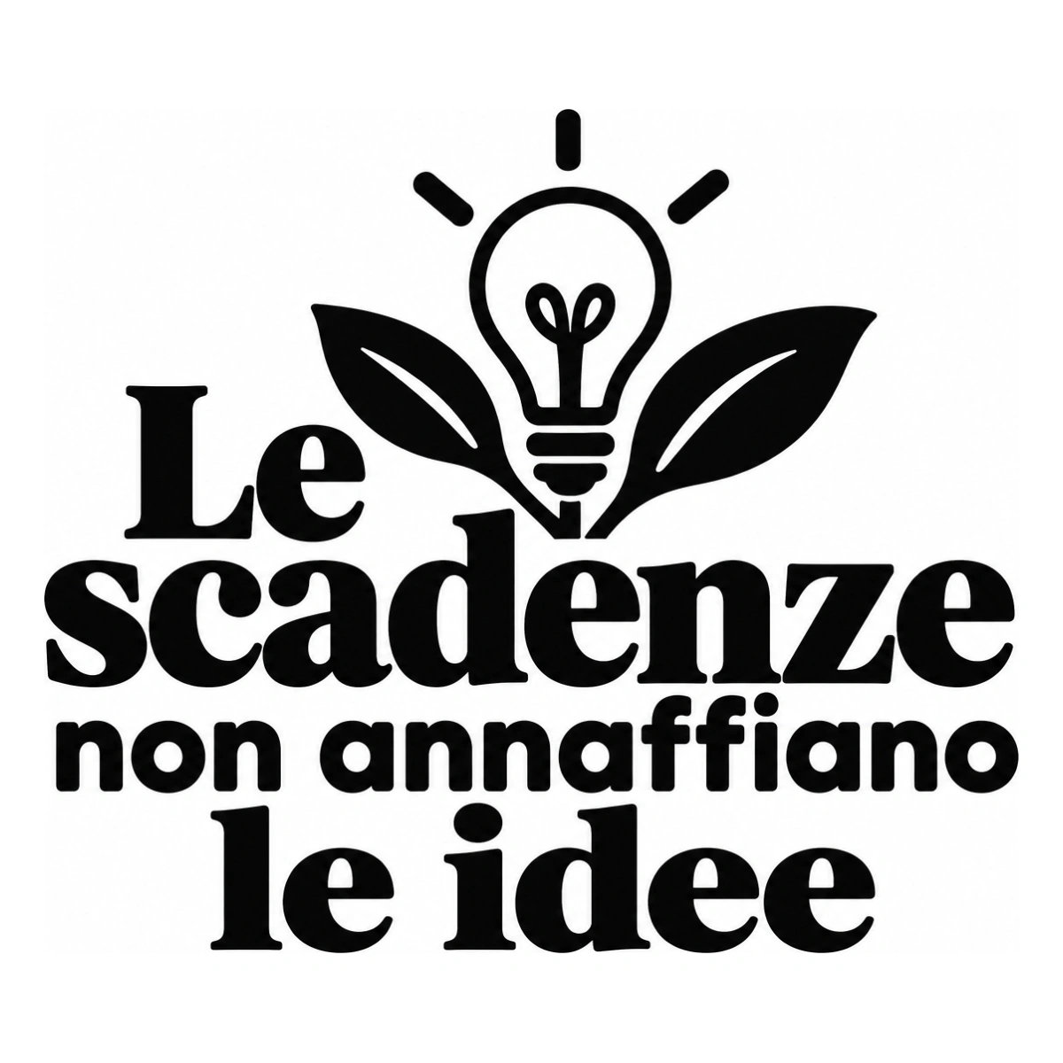 Le scadenze non annaffiano le idee - disegno adesivo monocromatico nero