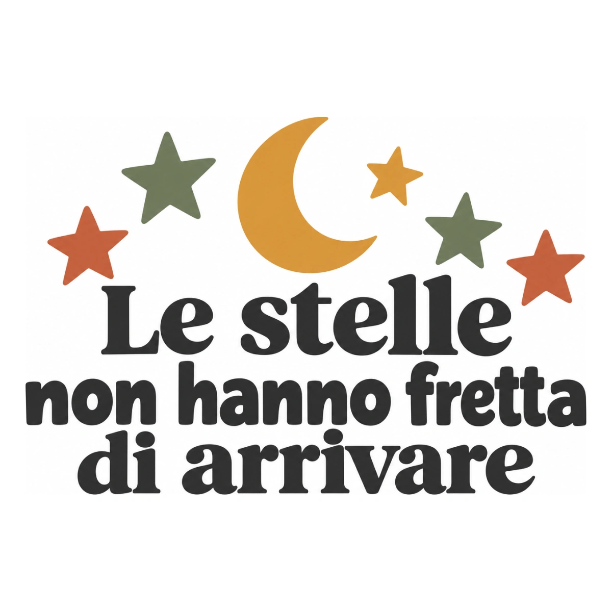 Le stelle non hanno fretta di arrivare - disegno adesivo multicolore a sagome separate