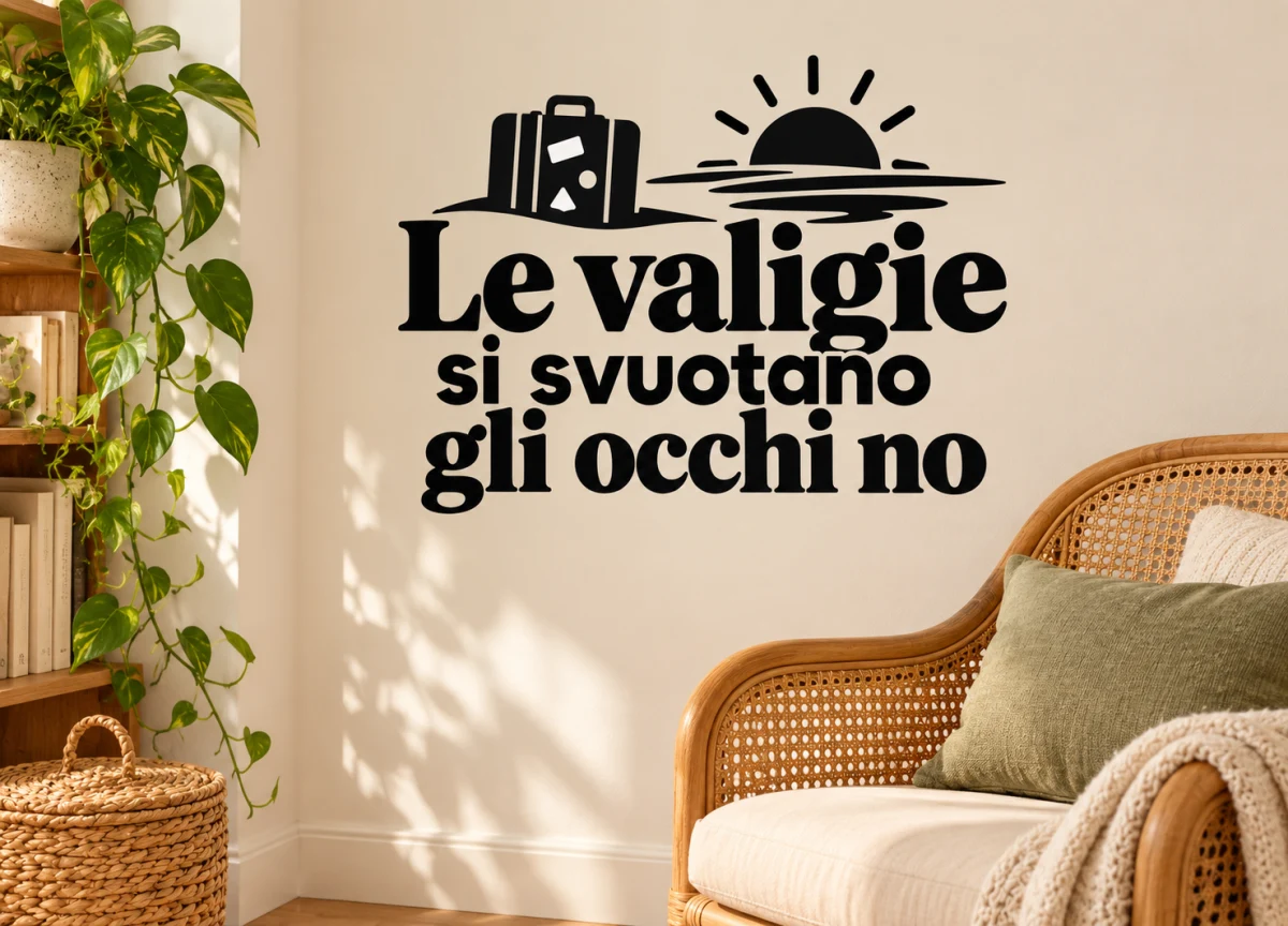 Le valigie si svuotano gli occhi no - simulazione su parete liscia dell'angolo lettura