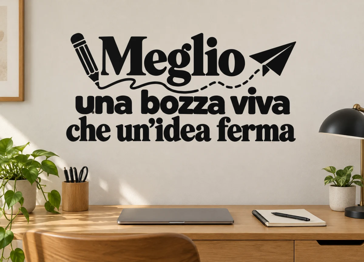 Meglio una bozza viva che un'idea ferma - simulazione su parete liscia dello studio