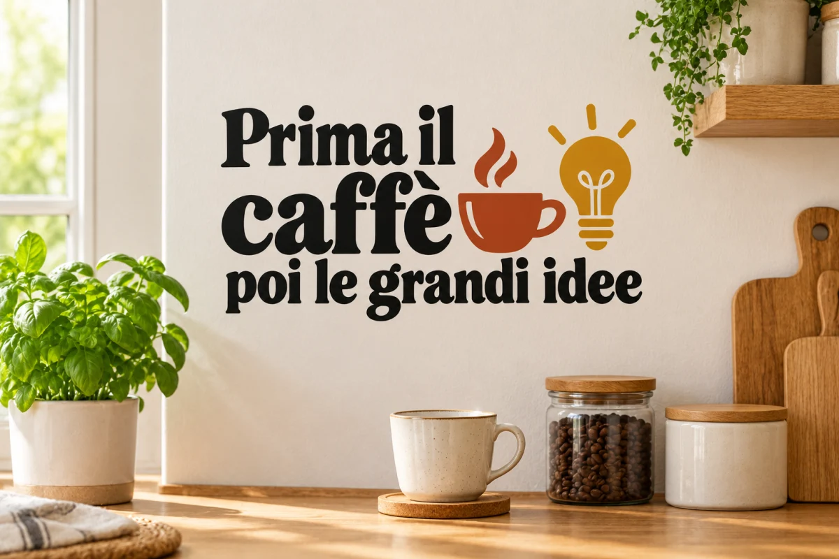 Prima il caffè poi le grandi idee - simulazione su parete liscia della cucina