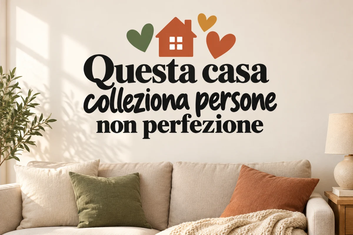 Questa casa colleziona persone non perfezione - simulazione su parete liscia del soggiorno