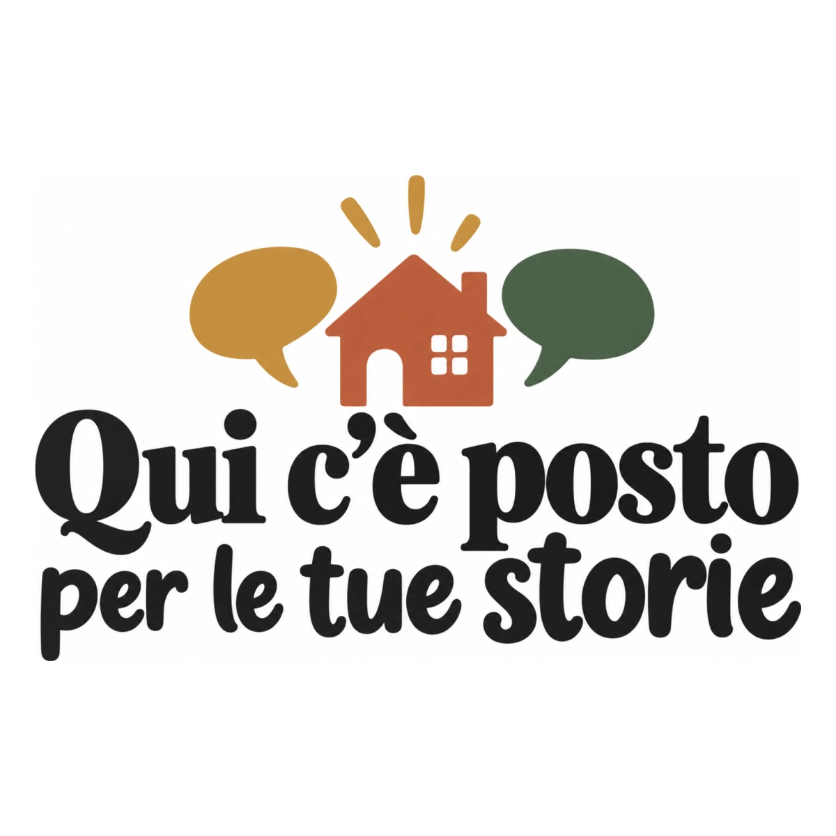 Qui c'è posto per le tue storie - disegno adesivo multicolore a sagome separate