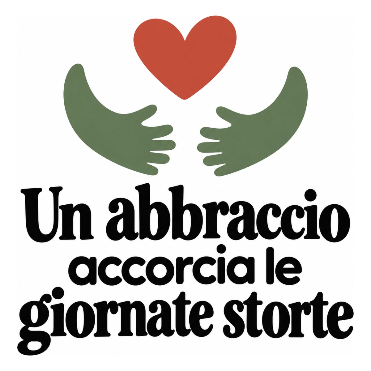 Un abbraccio accorcia le giornate storte - disegno adesivo multicolore a sagome separate