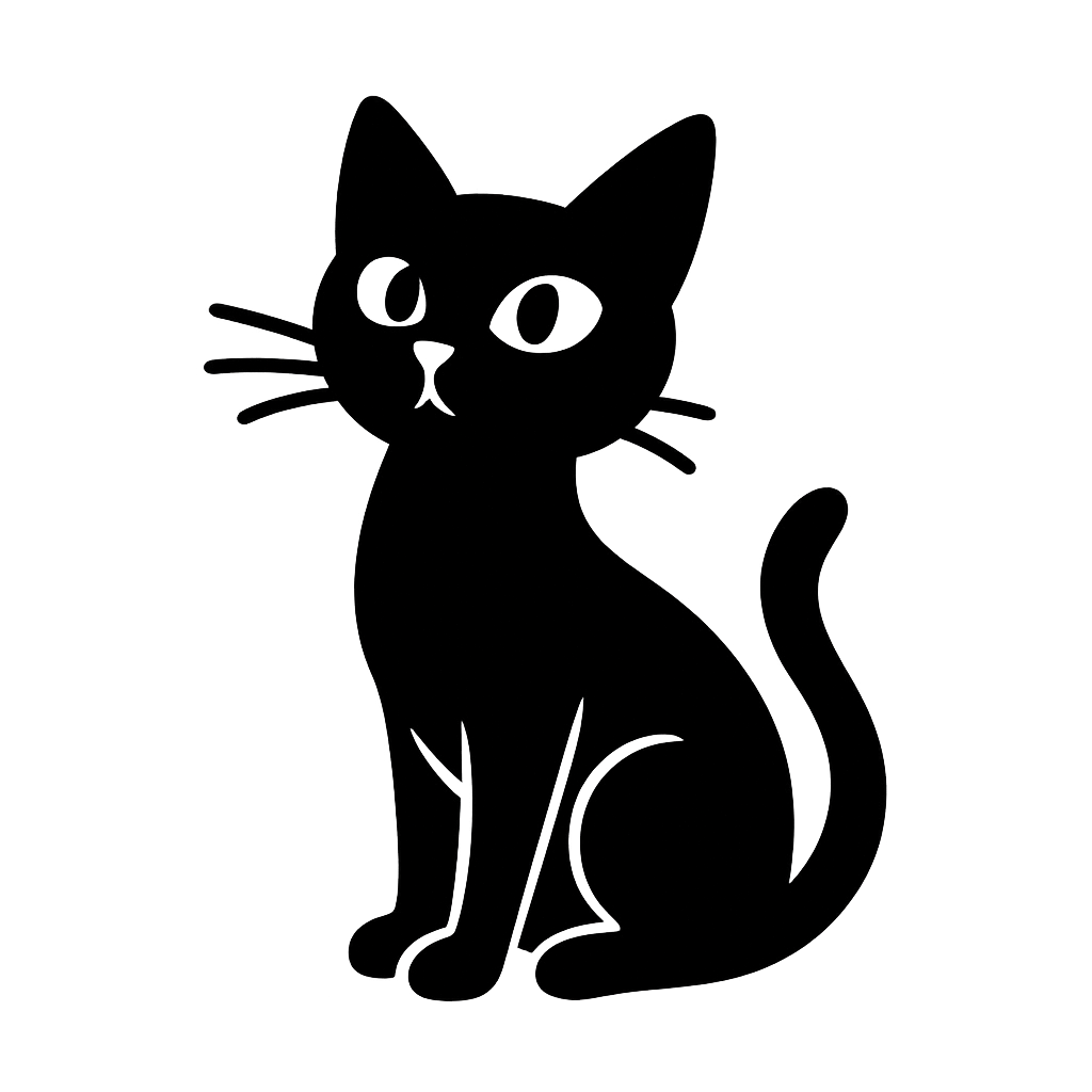 Gatto Curioso Seduto - Silhouette Monocromatica