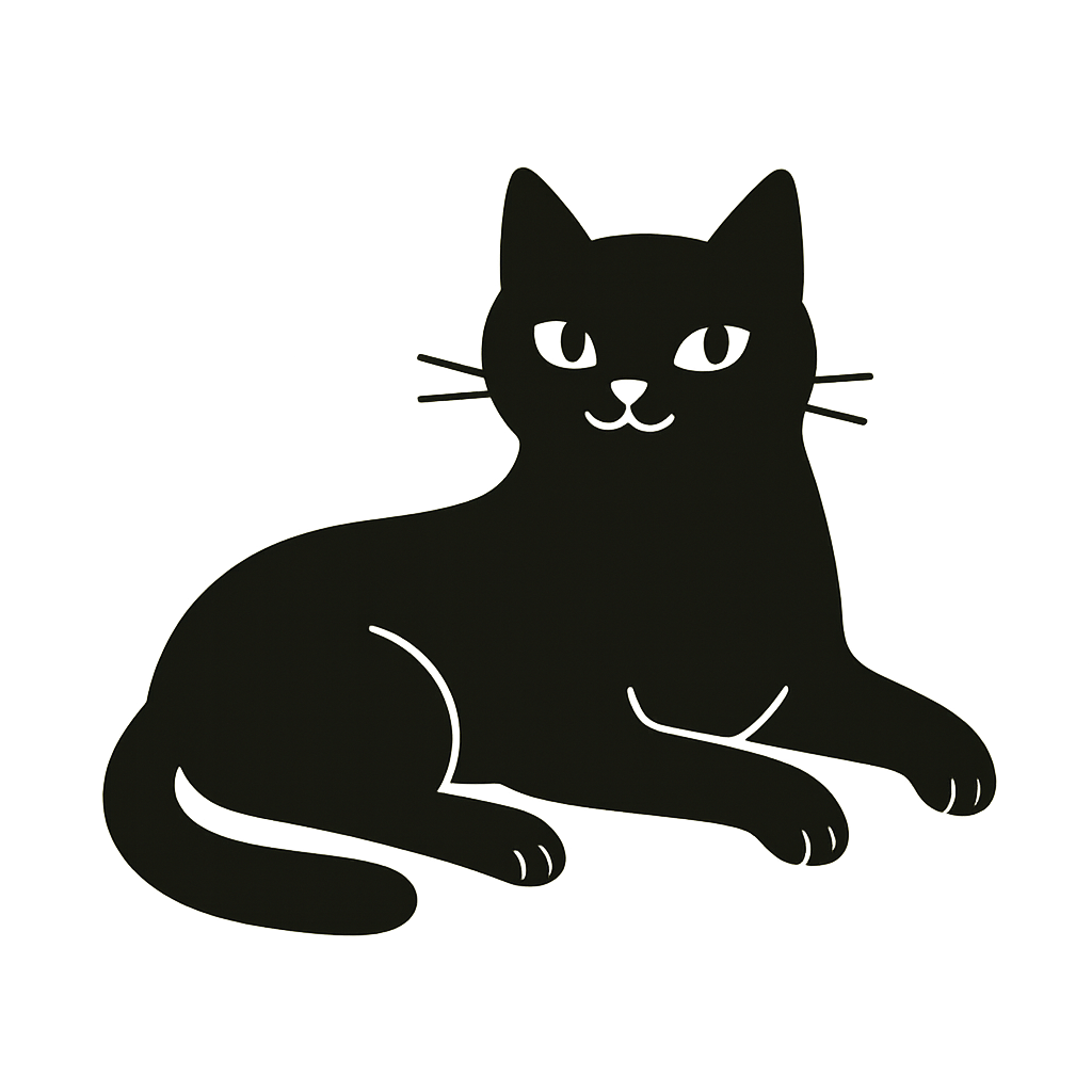 Gatto Simpatico in Posa Rilassata Monocolore Silhouette