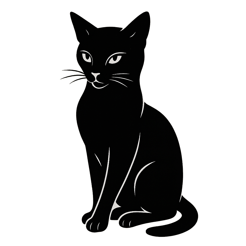 Gatti simpatici in pose diverse - Silhouette Monocromatica Nero