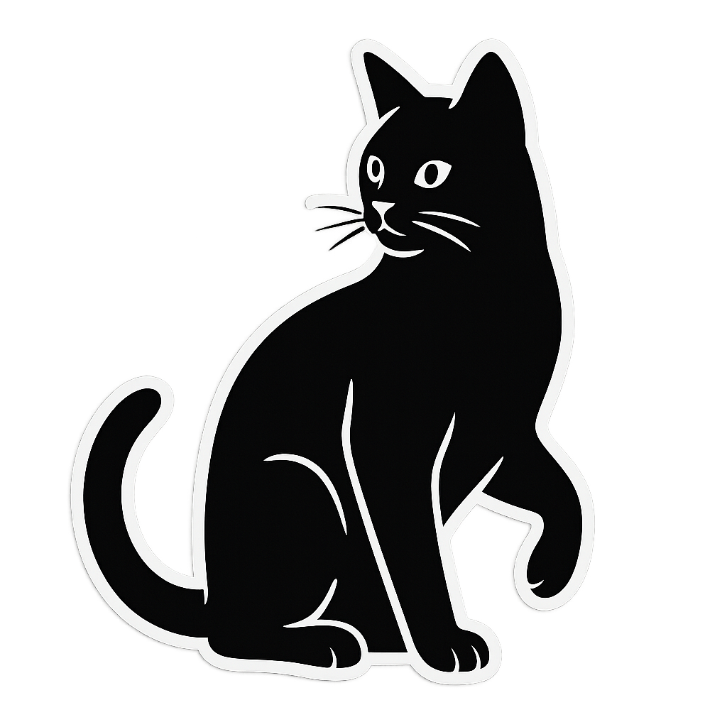 Gatto Curioso in Silhouette Nera