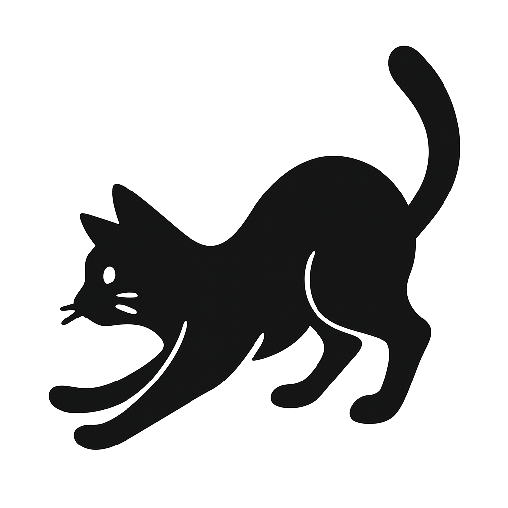 Gatto Dinamico in Silhouette Monocromatica