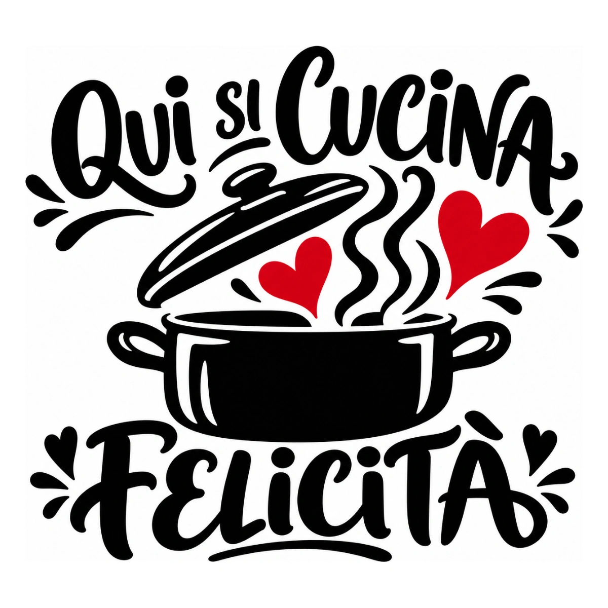 Adesivo cucina - Qui si cucina felicità
