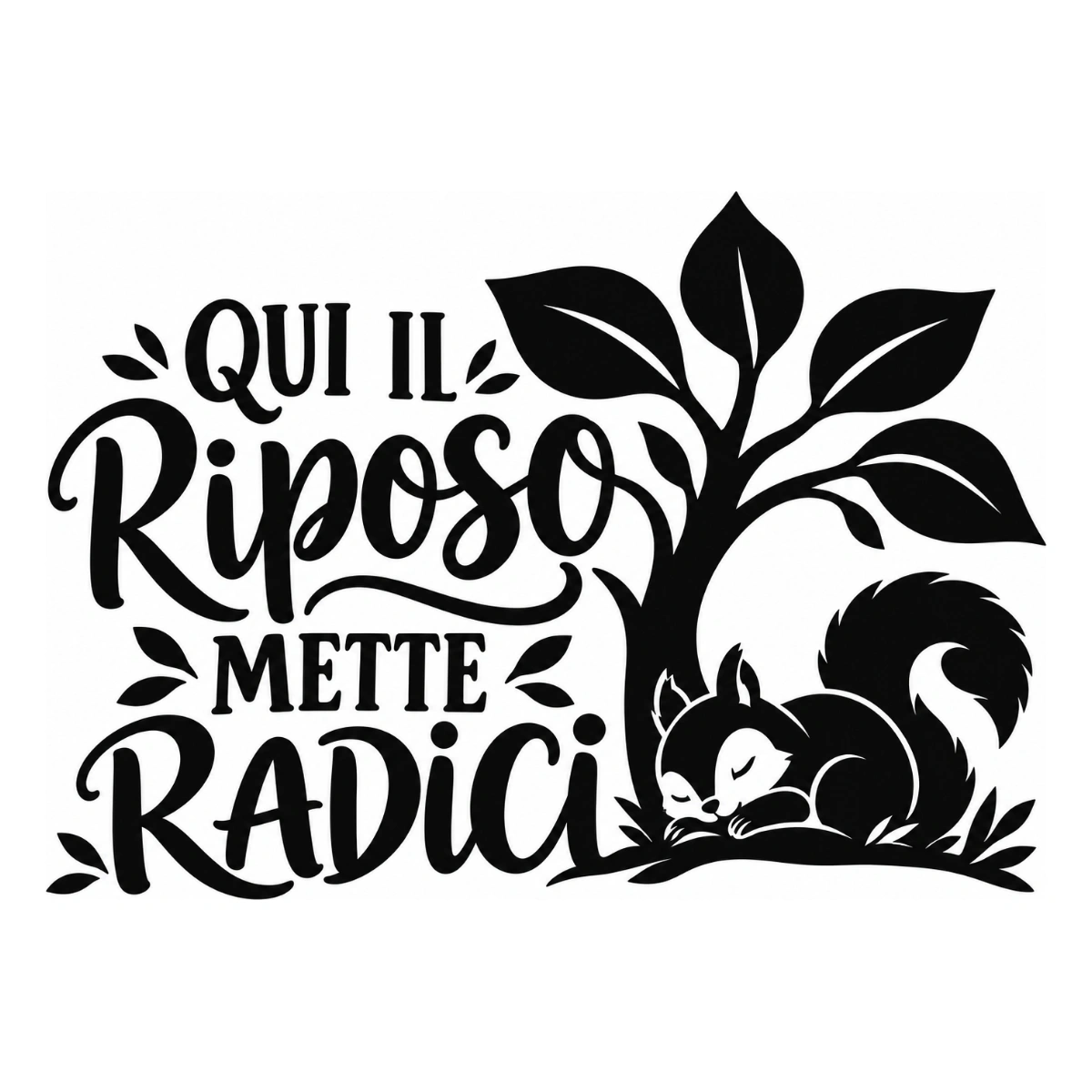 Adesivo camera da letto - Qui il riposo mette radici