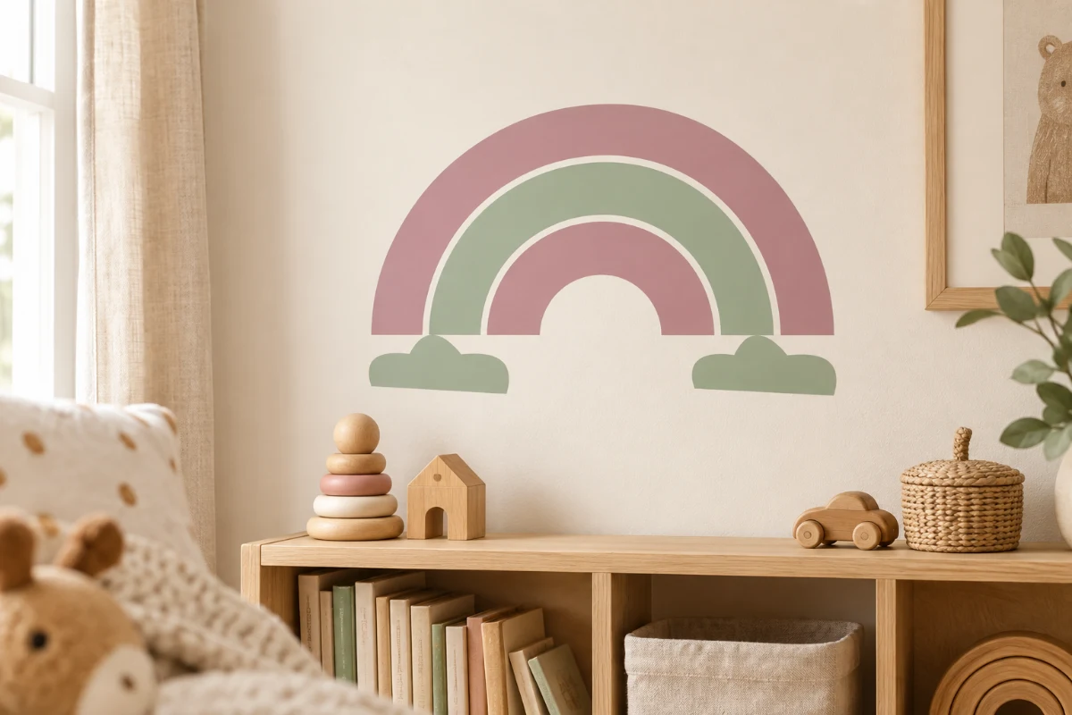 Arcobaleno dei piccoli passi - simulazione fotografica su parete liscia della cameretta