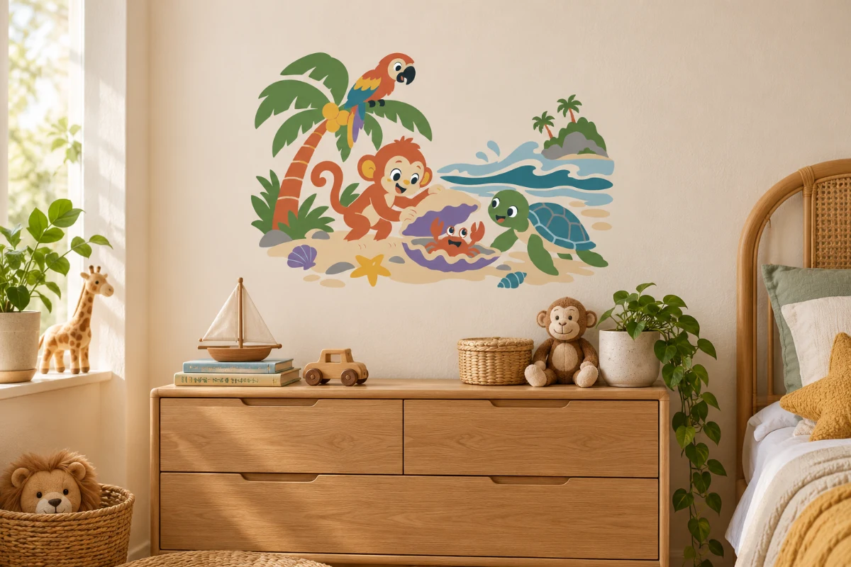 Esempio di posa del tema Isola tropicale; per il disegno ordinato fa fede la prima immagine