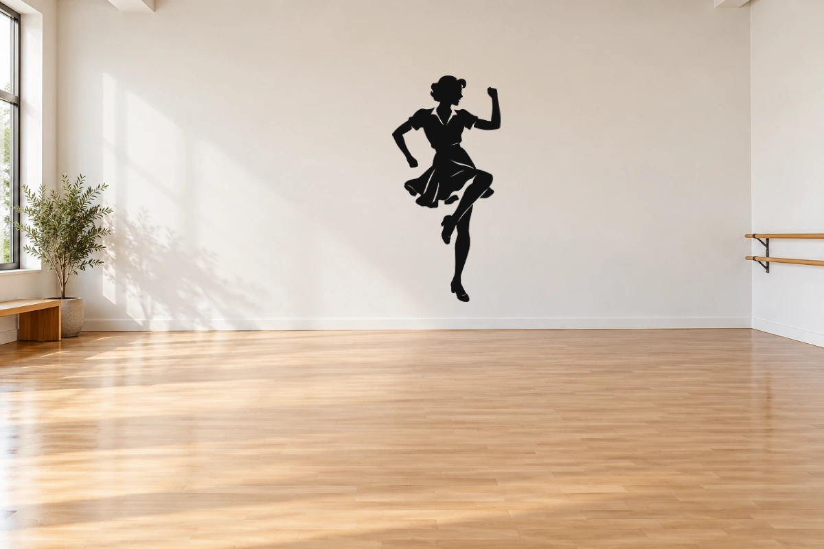 Passo swing leggero - stesso adesivo in sala da ballo; scala indicativa, arredi esclusi