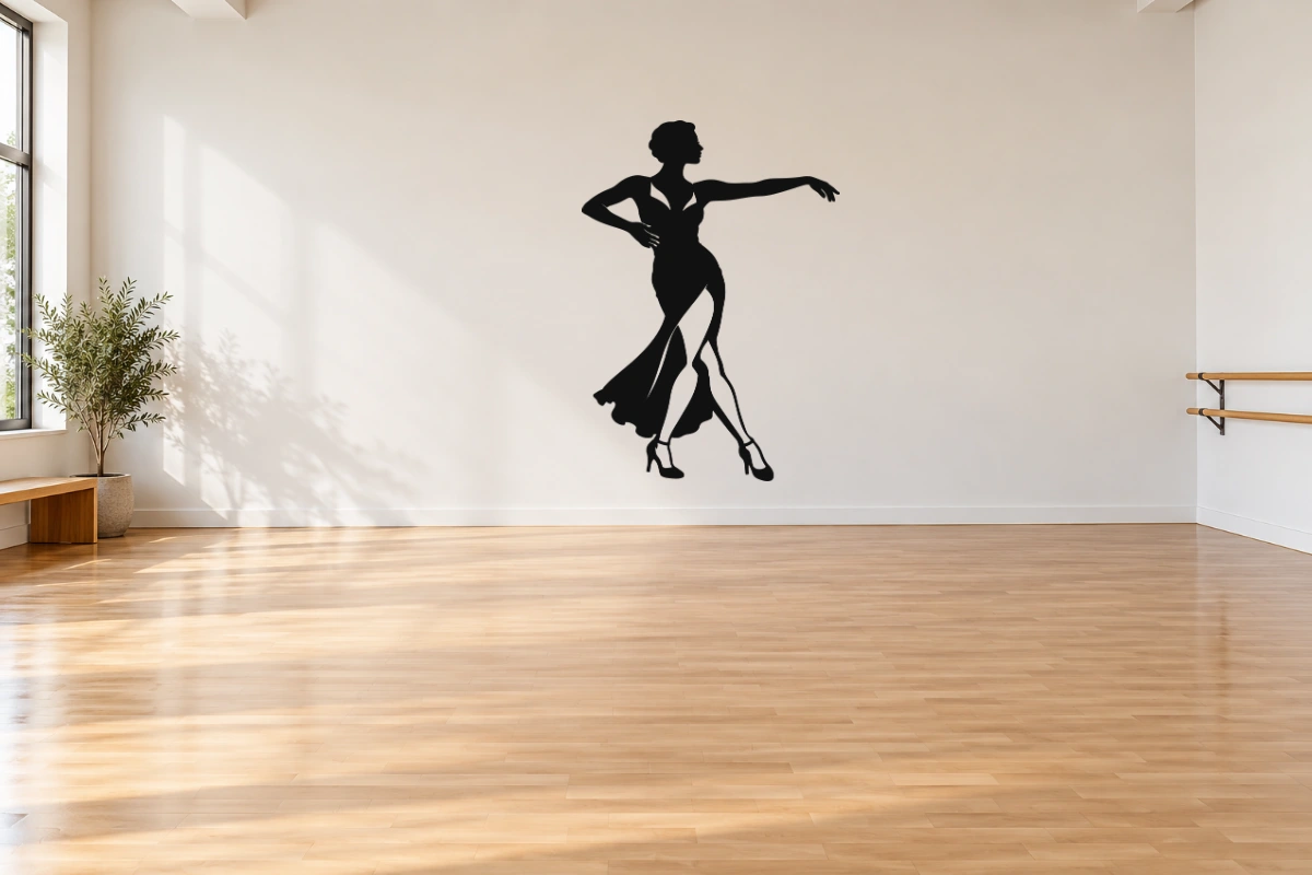 Il passo del tango - stesso adesivo in sala da ballo; scala indicativa, arredi esclusi