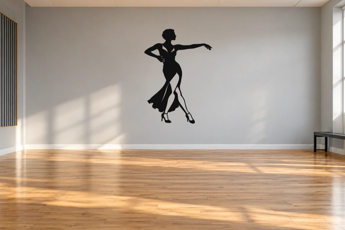 Il passo del tango - stesso adesivo in sala da ballo; scala indicativa, arredi esclusi