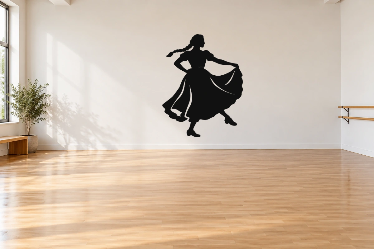 Passi di festa - stesso adesivo in sala da ballo; scala indicativa, arredi esclusi