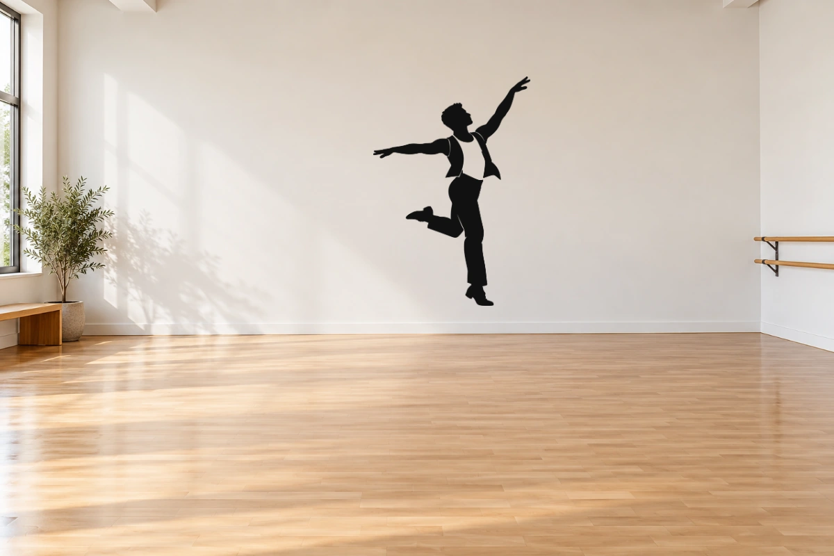 Il giro del ballerino - stesso adesivo in sala da ballo; scala indicativa, arredi esclusi