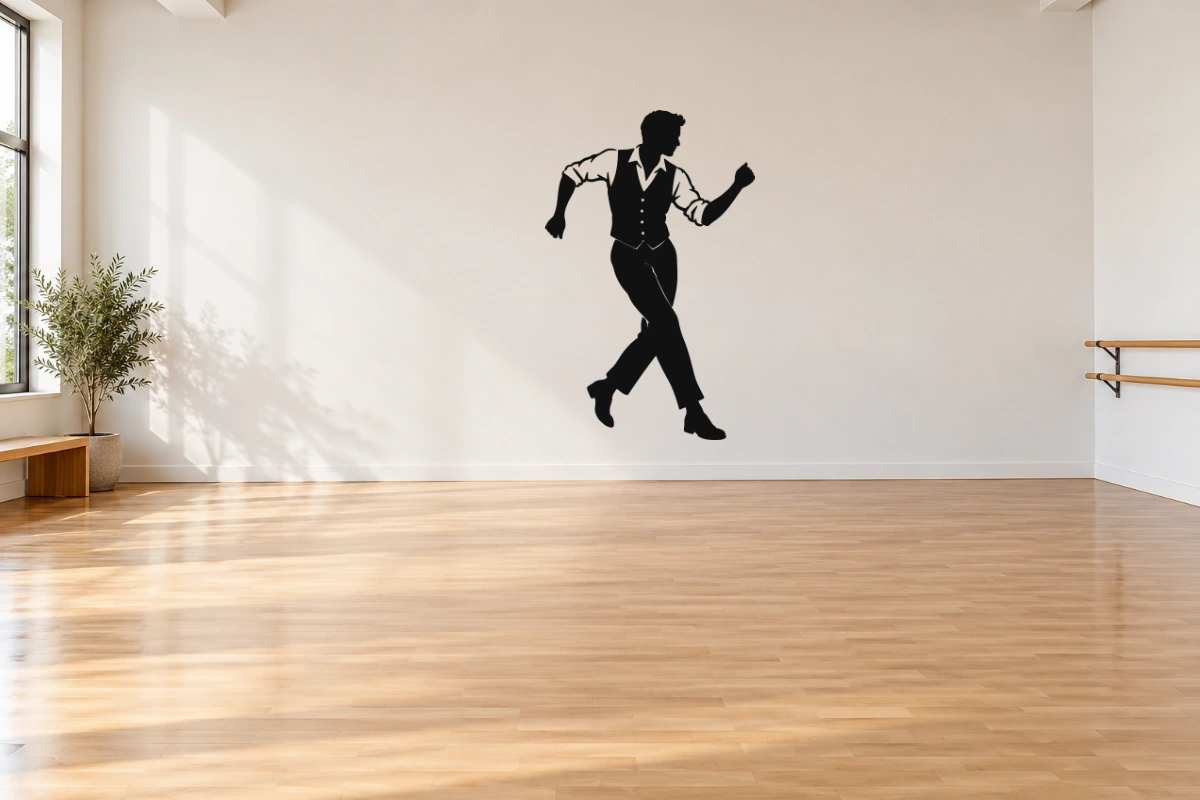 Passo charleston - stesso adesivo in sala da ballo; scala indicativa, arredi esclusi