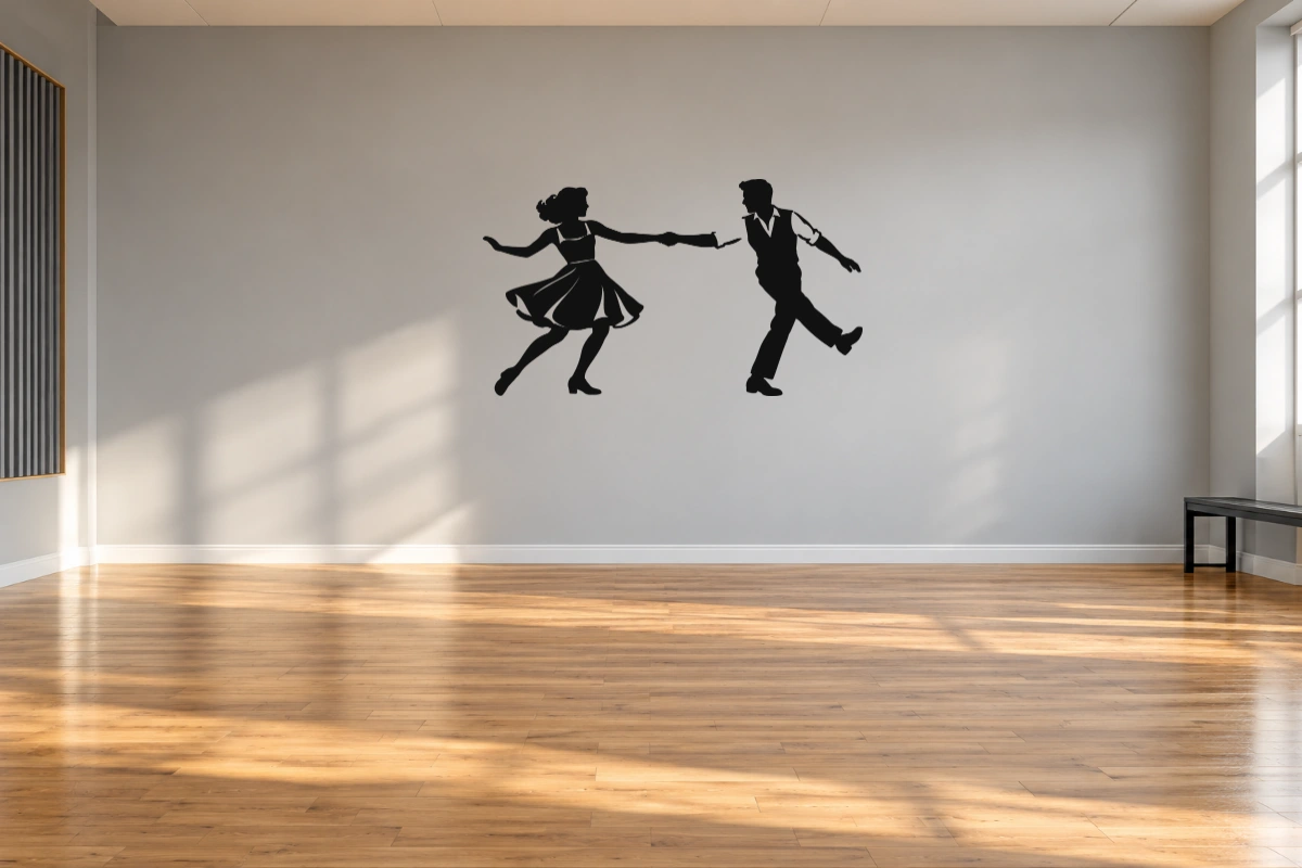 Incontro swing - stesso adesivo in sala da ballo; scala indicativa, arredi esclusi