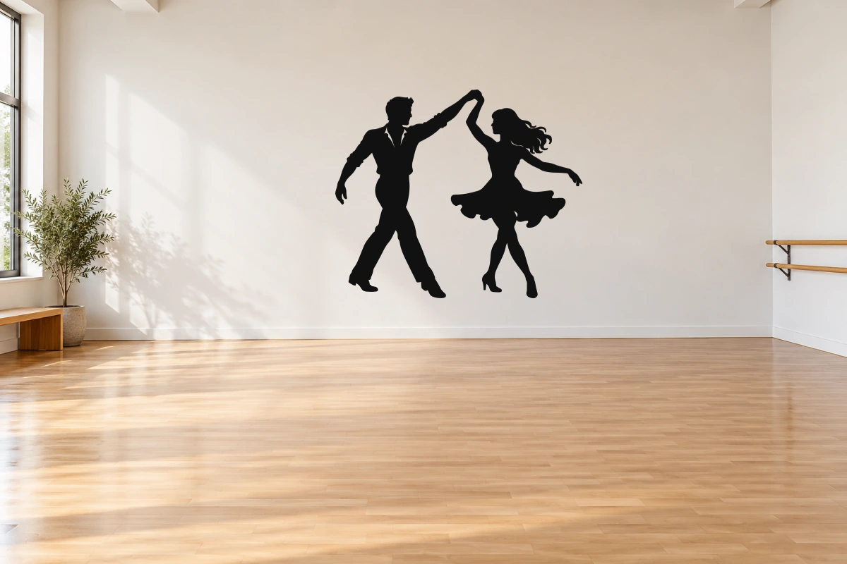 Salsa a due - stesso adesivo in sala da ballo; scala indicativa, arredi esclusi