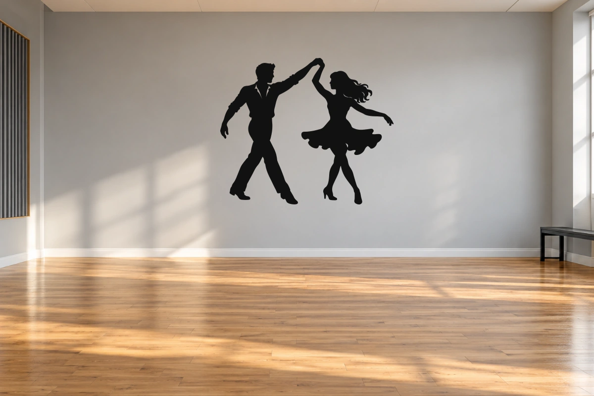 Salsa a due - stesso adesivo in sala da ballo; scala indicativa, arredi esclusi